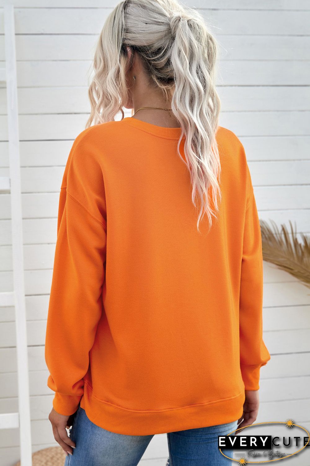 Orange Hayrides Pumpkin Long Sleeve Pullover Sweatshirt