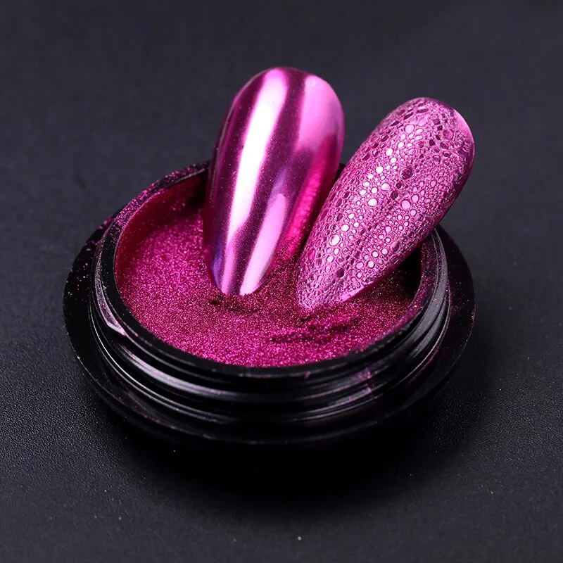 1 Box Rose Sliver Bubble Mirror Powder Metallic Nail Art Glitter iridescent Chrome Dust Sparkling Flakes Pigment Decoration