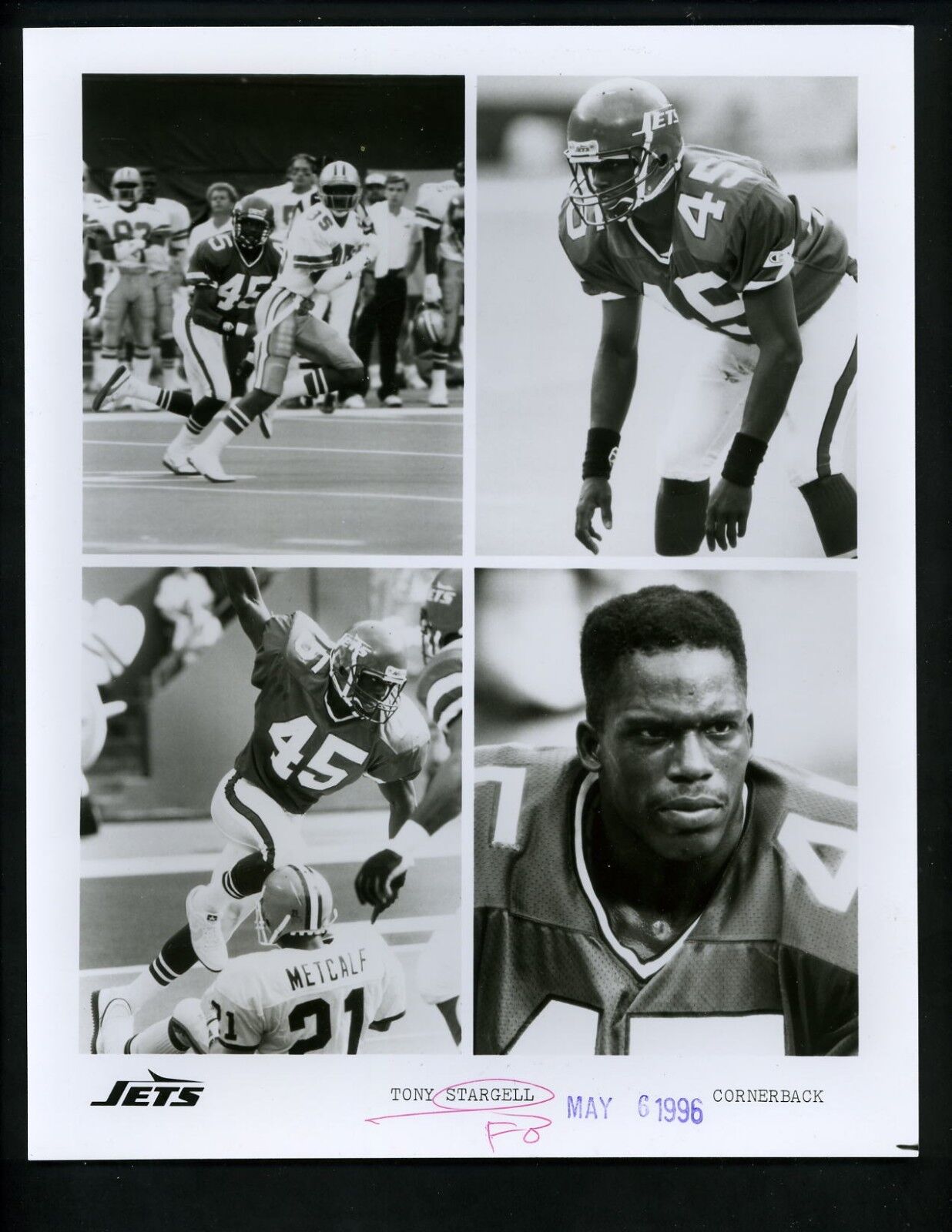 Tony Stargell New York Jets team issued circa 1990 Press Photo Poster painting