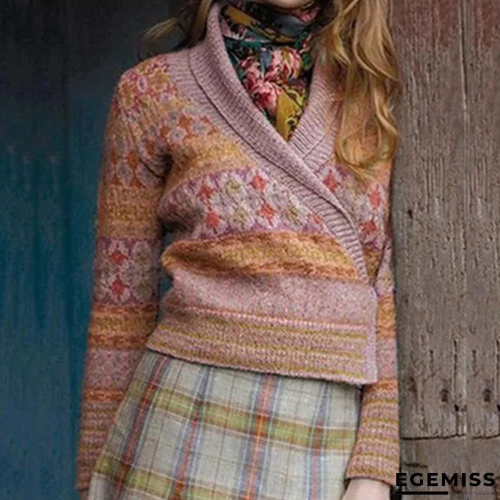 Casual V-Neck Printed Sweaters | EGEMISS