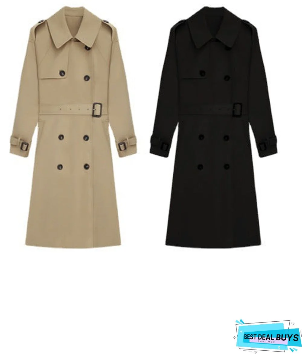 Long Loose Over-The-Knee Coat In Women's Windbreaker