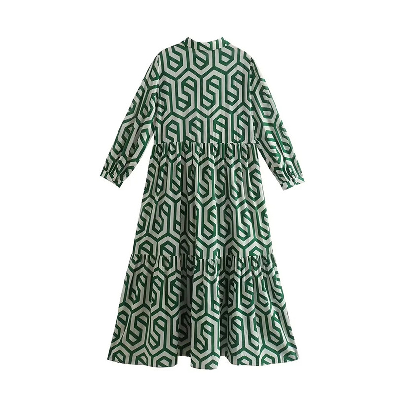 Rotimia Geometric Pattern Printed Midi Dress