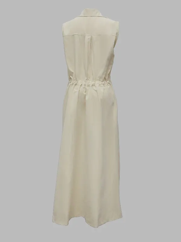 Stylish Selection Long Sleeves Contrast Color Lapel Midi Dresses