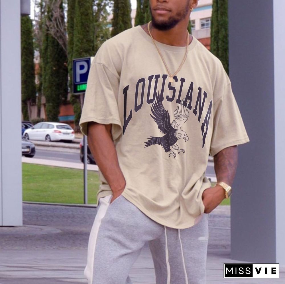 Vintage Oversized Louisiana Eagle Men's T-Shirt