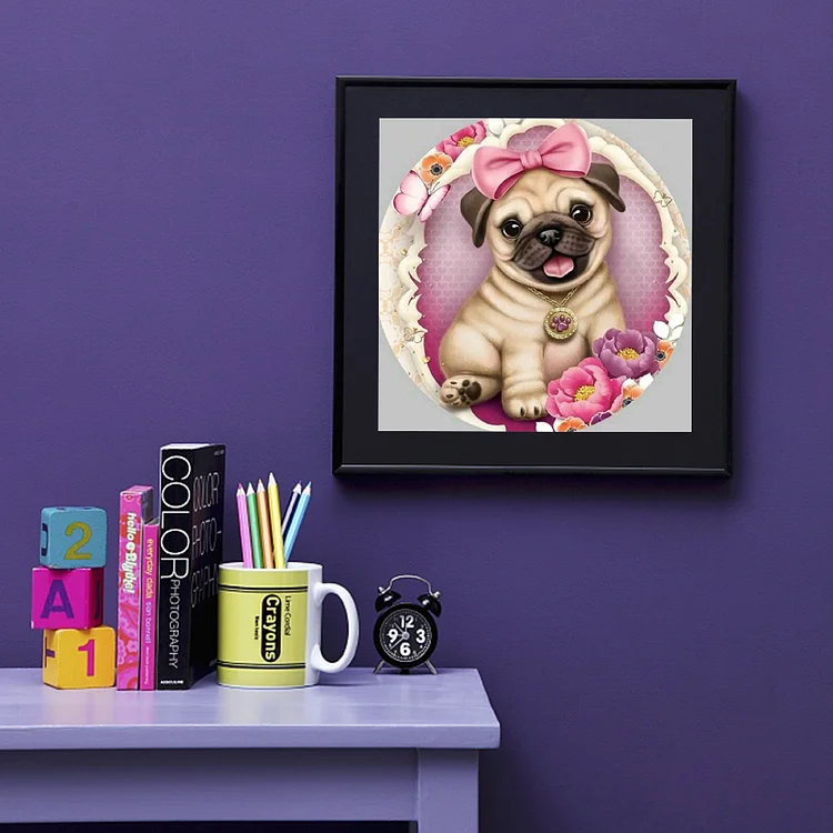 5D Rhinestone Color Pug Dog Diamond Painting DIY Cartoon Animals