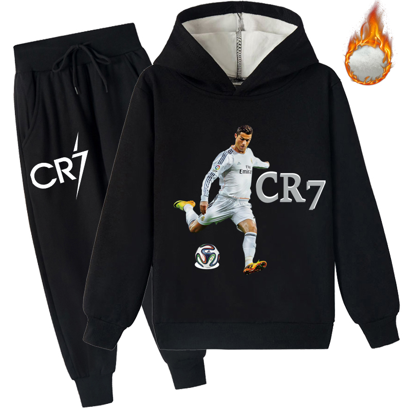 Mayoulove Ronaldo Fleece Hoodie Set for Kids - Stylish Boys  Girls Sportswear - Perfect Gift for Young Fans-Mayoulove