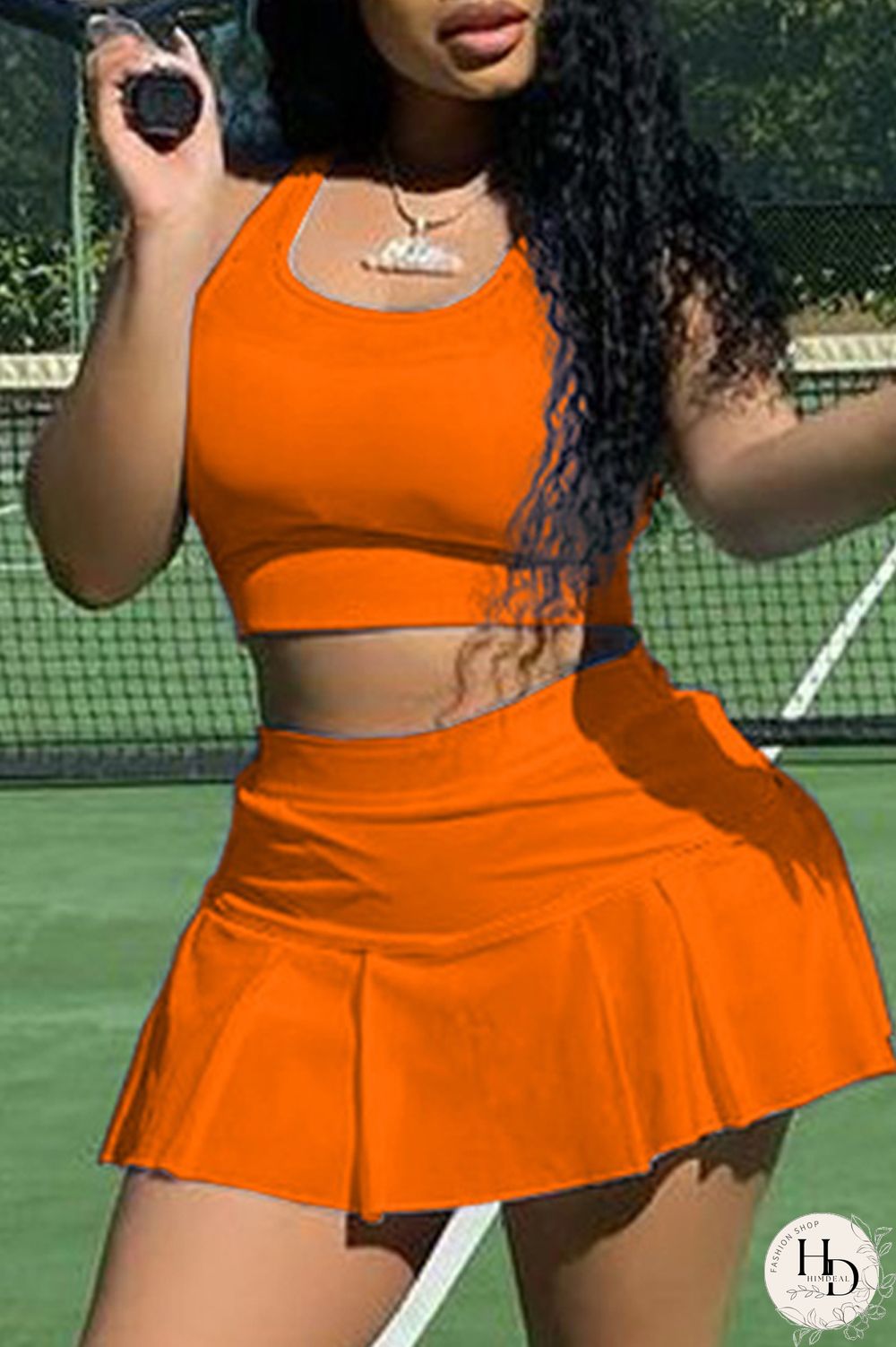 Red Casual Sportswear Solid Basic U Neck Sleeveless Two Pieces