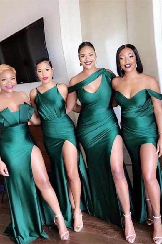 Gorgeous Emerald Green Long Bridesmaid Dress Mermaid With Split - lulusllly