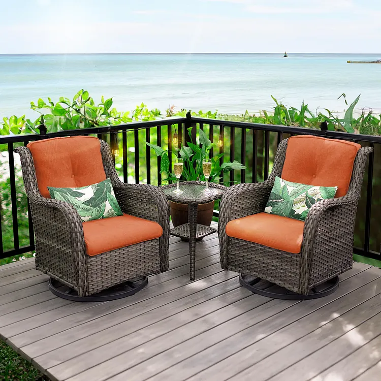 Outdoor Wicker Furniture Conversation Set, 3-Piece | JOYSIDE