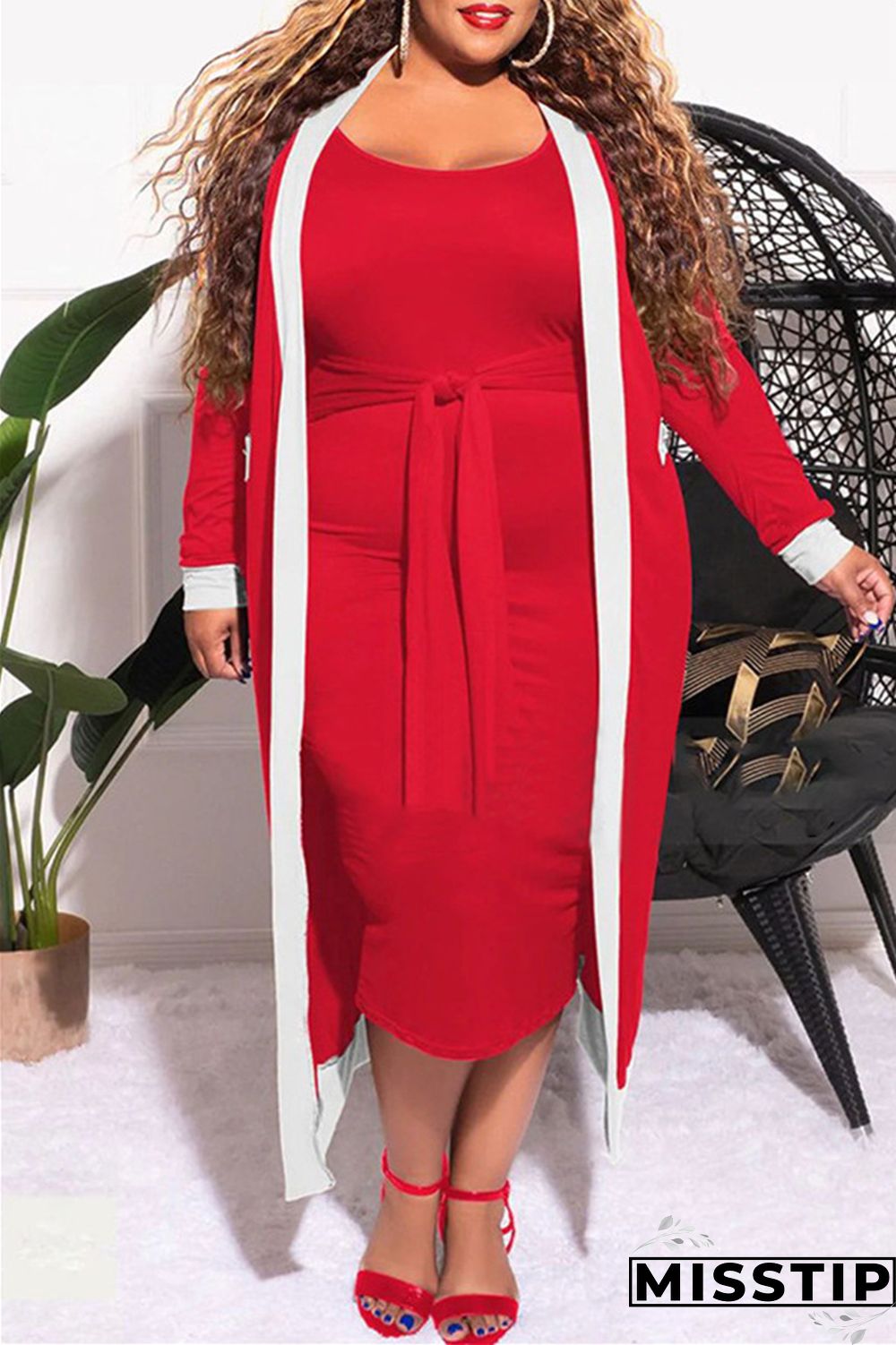 Blue Fashion Casual Solid Patchwork O Neck Plus Size Two Pieces