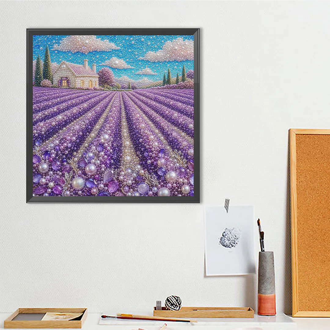 Lavender Pearl Full DIY 5D Round Drill Gem Art Diamond Painting Kits 15.75x15.75 in Diamond Dots Paintings Picture Arts Craft Diamond Art Kits for Adults Beginner Home Wall Decor