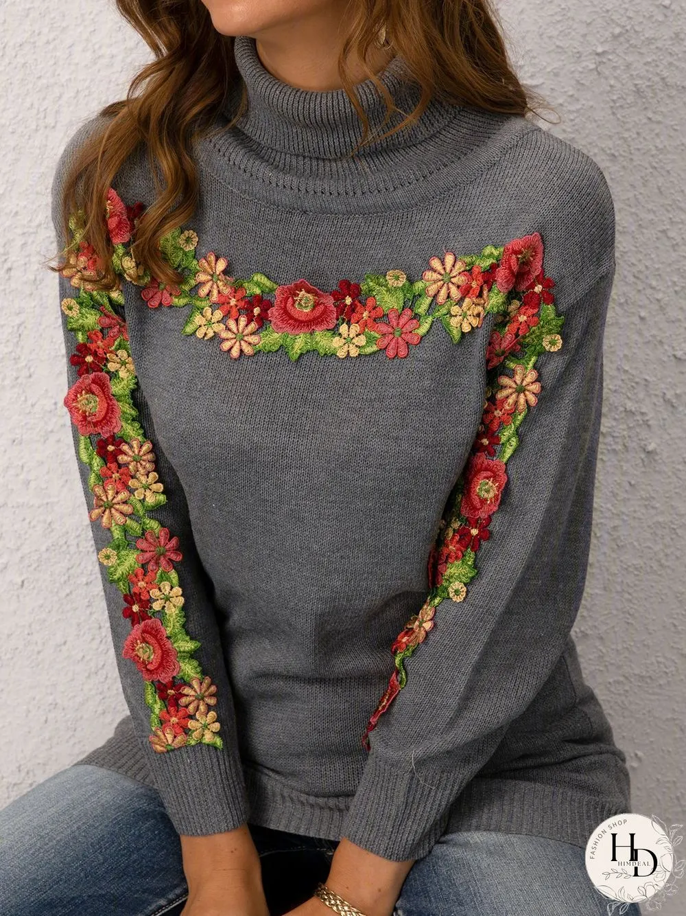 Casual Long Sleeve Plus Size Turtleneck Sweater