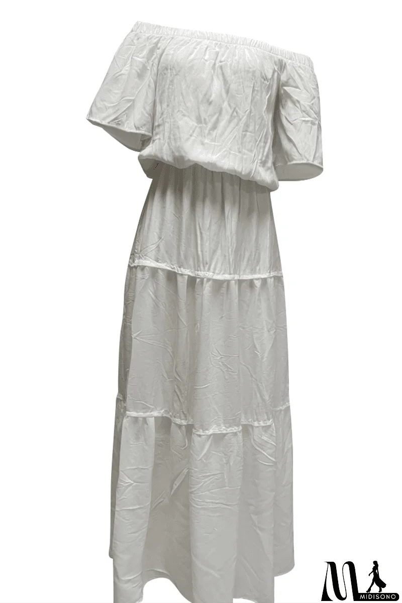 MidiSono - Fashion Solid Split Joint Off the Shoulder Straight Dresses