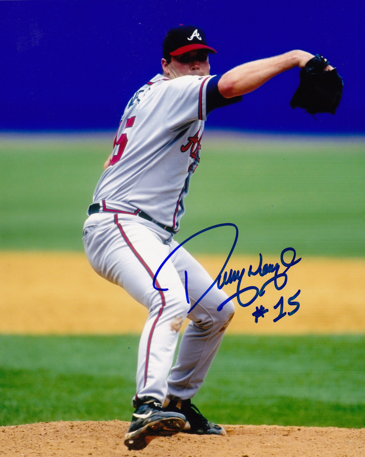 DENNY NEAGLE ATLANTA BRAVES ACTION SIGNED 8x10