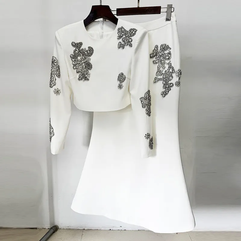 Nigikala Nigikala Star Fashion New Heavy Industry Nails Studded Short Top Long Half Skirt Set Two Sets