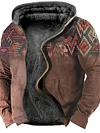 Men's Fleece Jacket Full Zip Hoodie Fleece Hoodie Sherpa Jacket Denim Blue Blue Yellow Camel Orange Hooded Tribal Graphic Prints Zipper Print Casual Daily Sports 3D Print Fleece Basic Designer Casual-KZyou