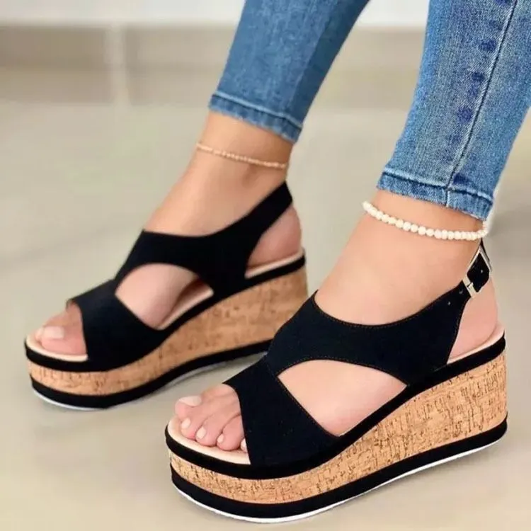 Breakj Breakj New Slope And Fish Mouth Sandals Women Thick-Sed Loose Cake Casual Sandals Roman Sandals Women Shoes