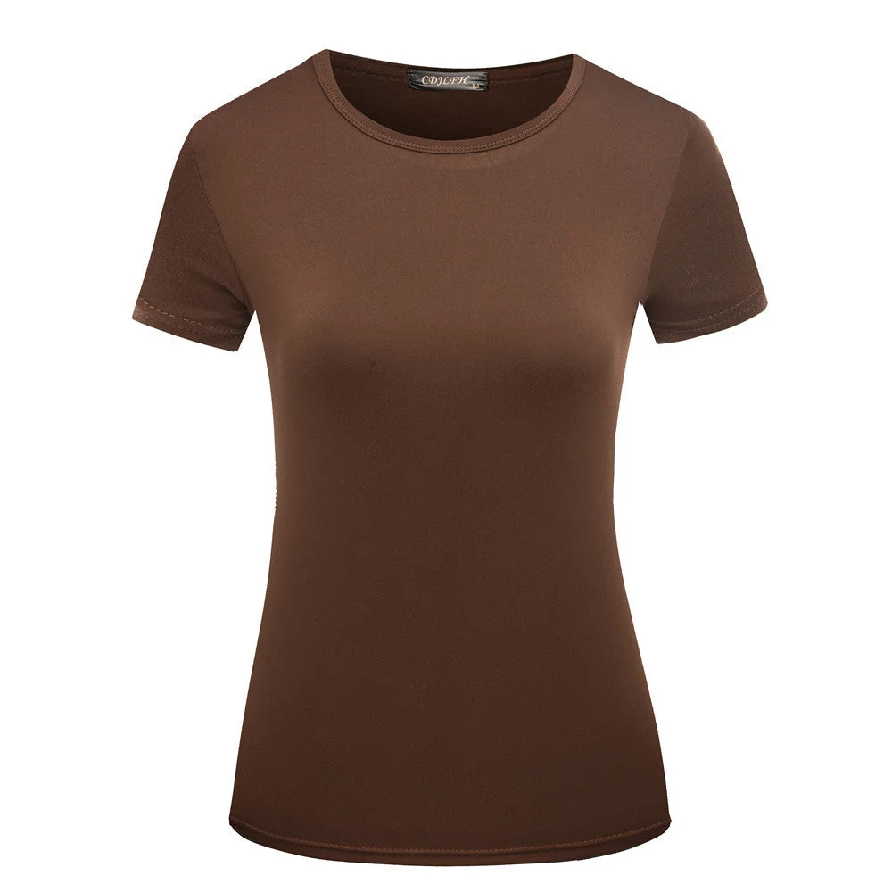Uveng Women's Solid Color Pullover T-shirt Short Sleeve Wear