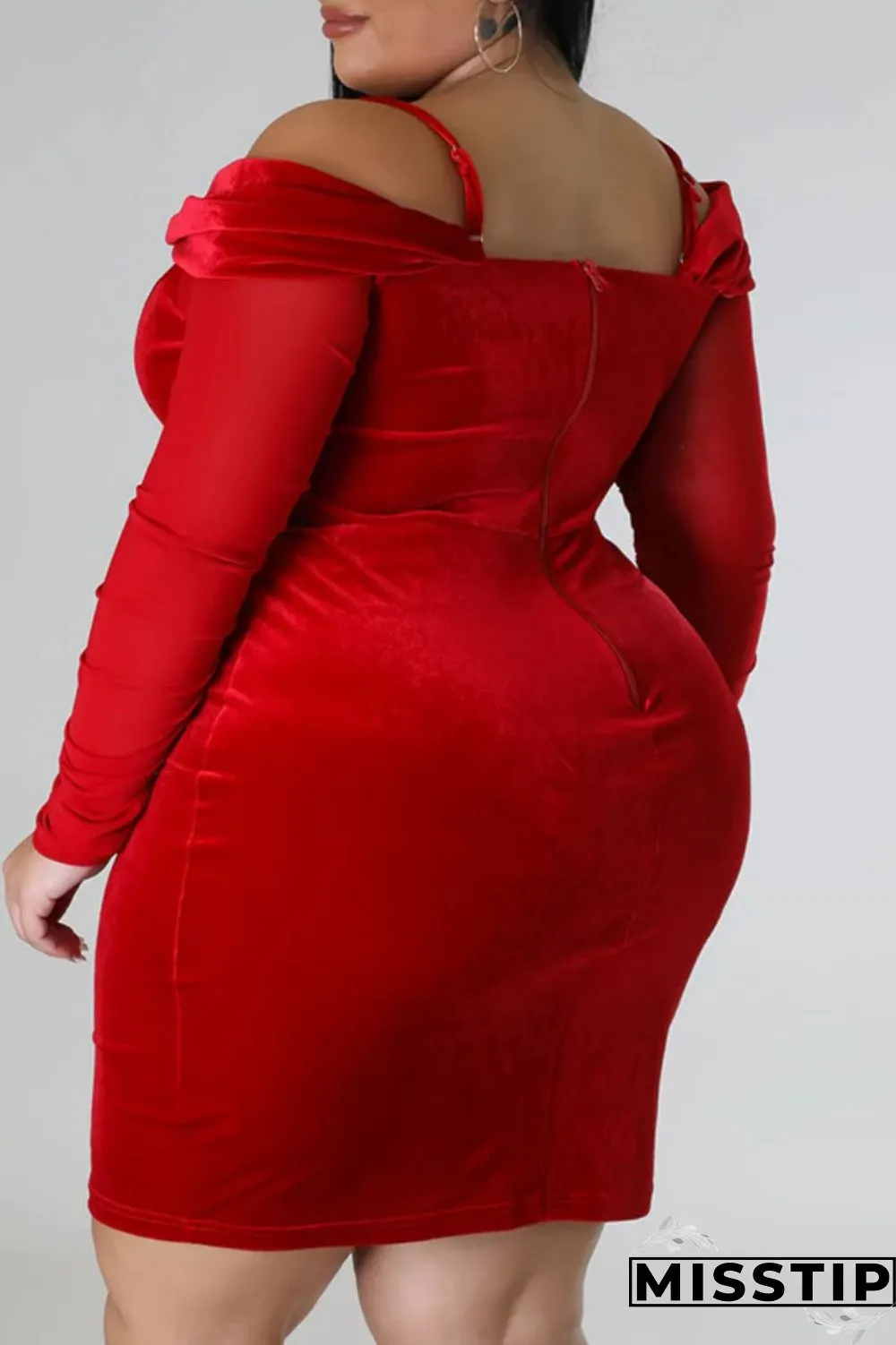 Green Sexy Casual Solid Patchwork Off the Shoulder Long Sleeve Plus Size Dresses