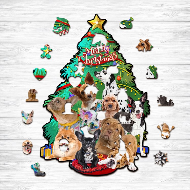 Sunnypuzzle™-Christmas Tree Dog Puzzle