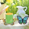 (US Only)10 Pcs Butterfly Special Shaped DIY Diamond Art Coasters Kit Crafts with Holder