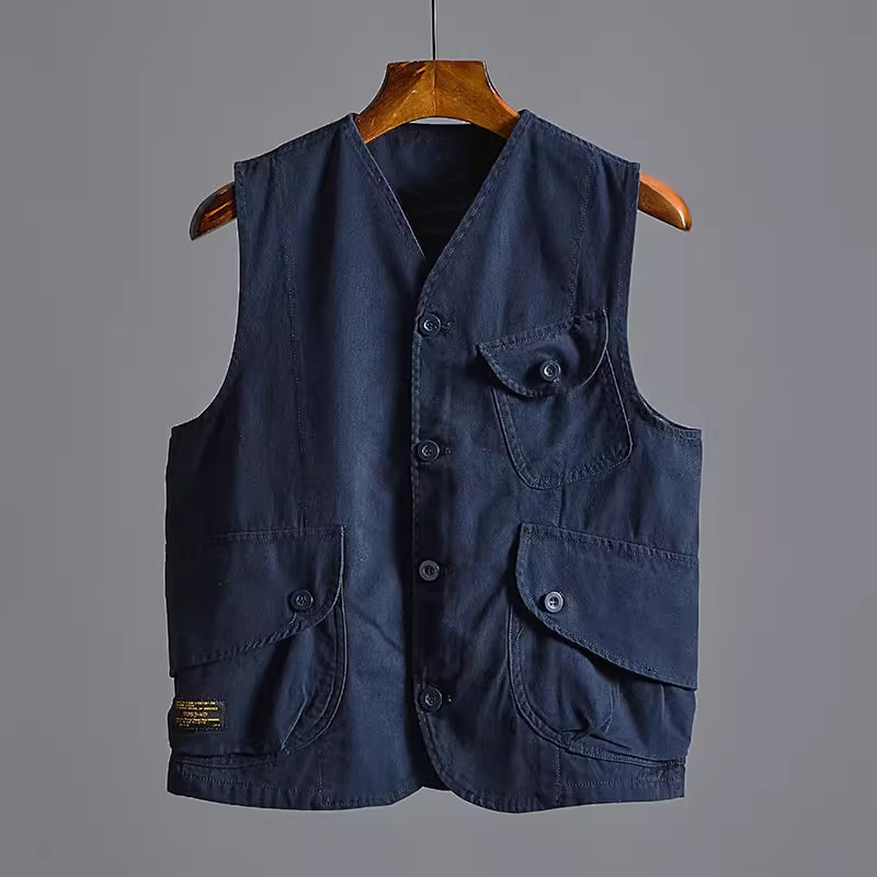 Men's Multi-Pocket Utility Cotton Work Vest