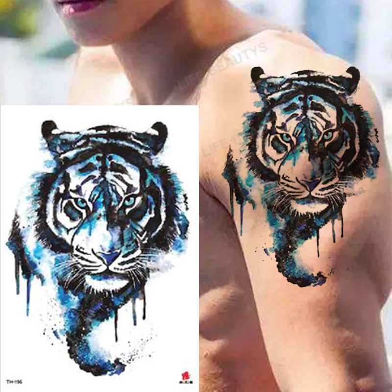 Sdrawing Waterproof Flower Animal Temporary Tattoo Sticker Wholesales Rose Flash Wolf Tiger Body Art Arm Sexy Men Women Sleeve