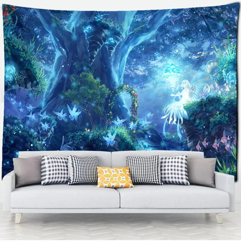 Ancient Trees Tapestry Natural Forest Printed Wall Tapestry Hippie Wall Hanging Bohemian Wall Tapestries Mandala Wall Art Decor