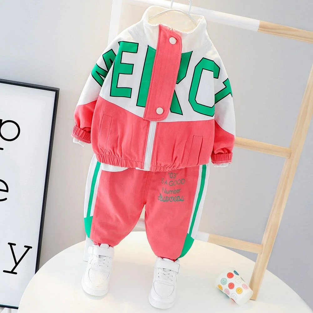 Toddler Tracksuit Girls Sport Clothes Baby Boys Letter Zipper Top Pants 2021 New Arrive Children Long Sleeve Outfits 3 Colors