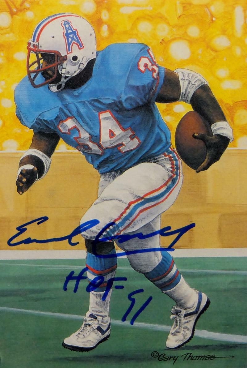 Earl Campbell Autographed Houston Oilers Goal Line Art Card W/ HOF- JSA W Auth