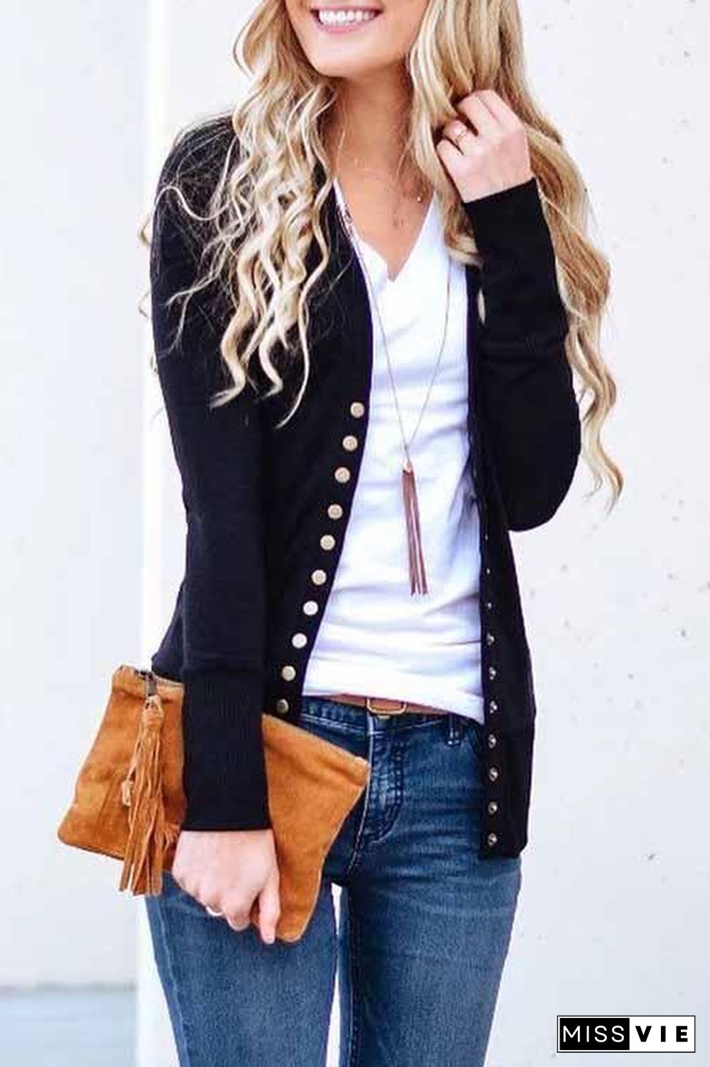 Long Sleeves Buttons Design Cardigan Tops(7 Colors)