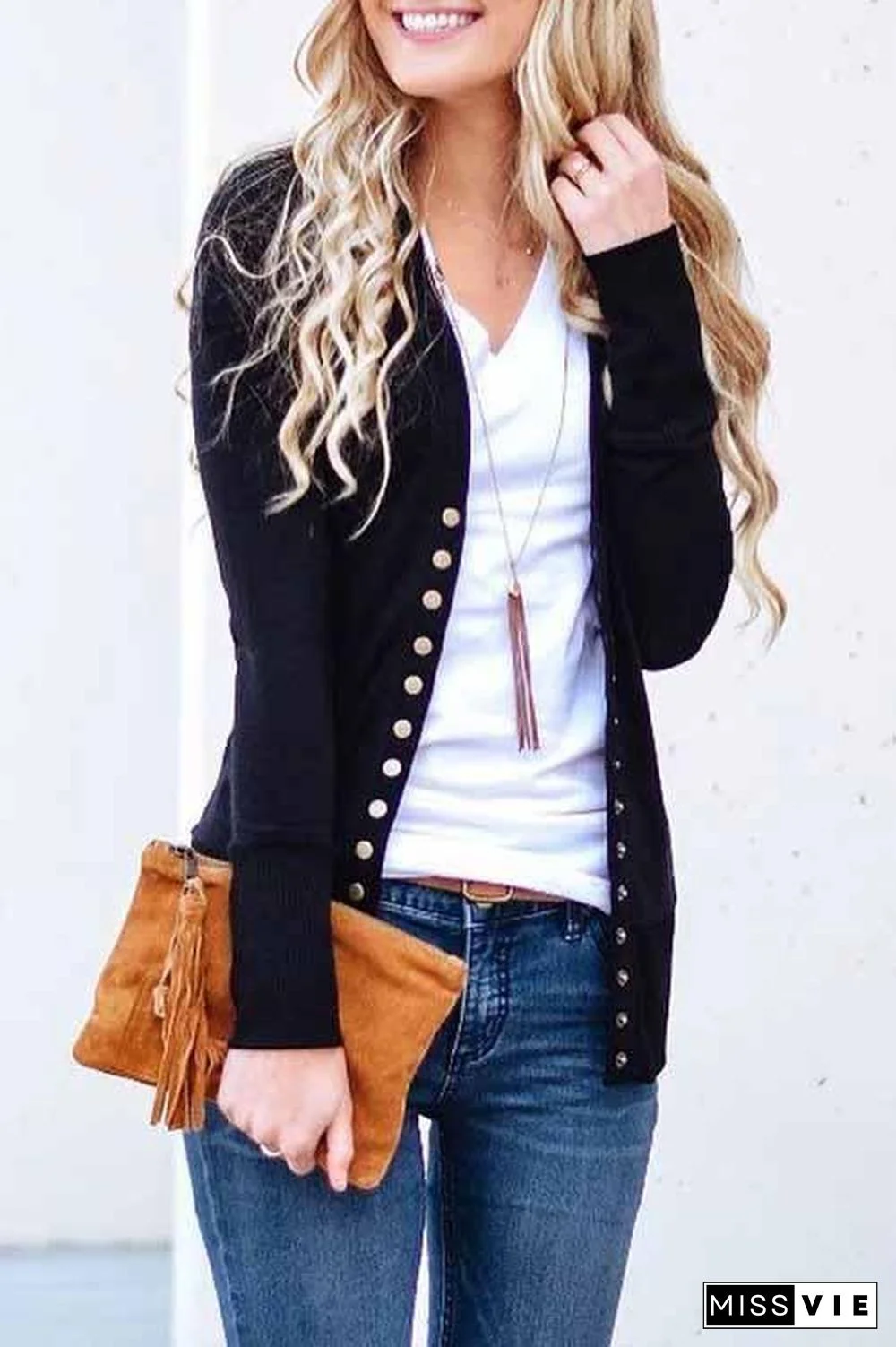 Long Sleeves Buttons Design Cardigan Tops(7 Colors)