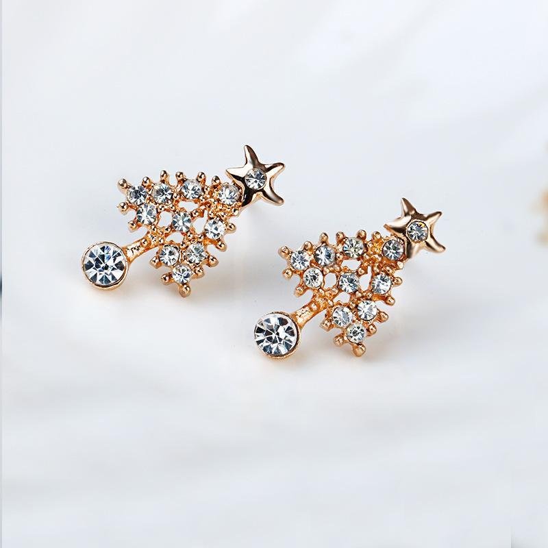Christmas Tree Earrings with diamond