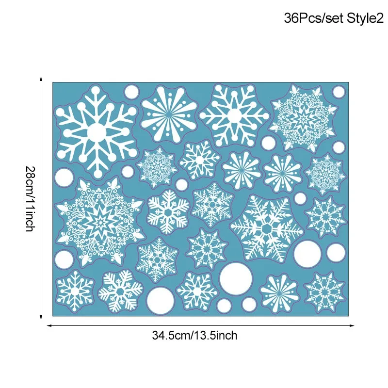 36pcs/lot White Snowflake Christmas Wall Stickers Glass Window Sticker Christmas Decorations for Home New Year Gift Navidad 2020