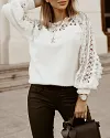 Guipure Lace Lantern Sleeve Sweater