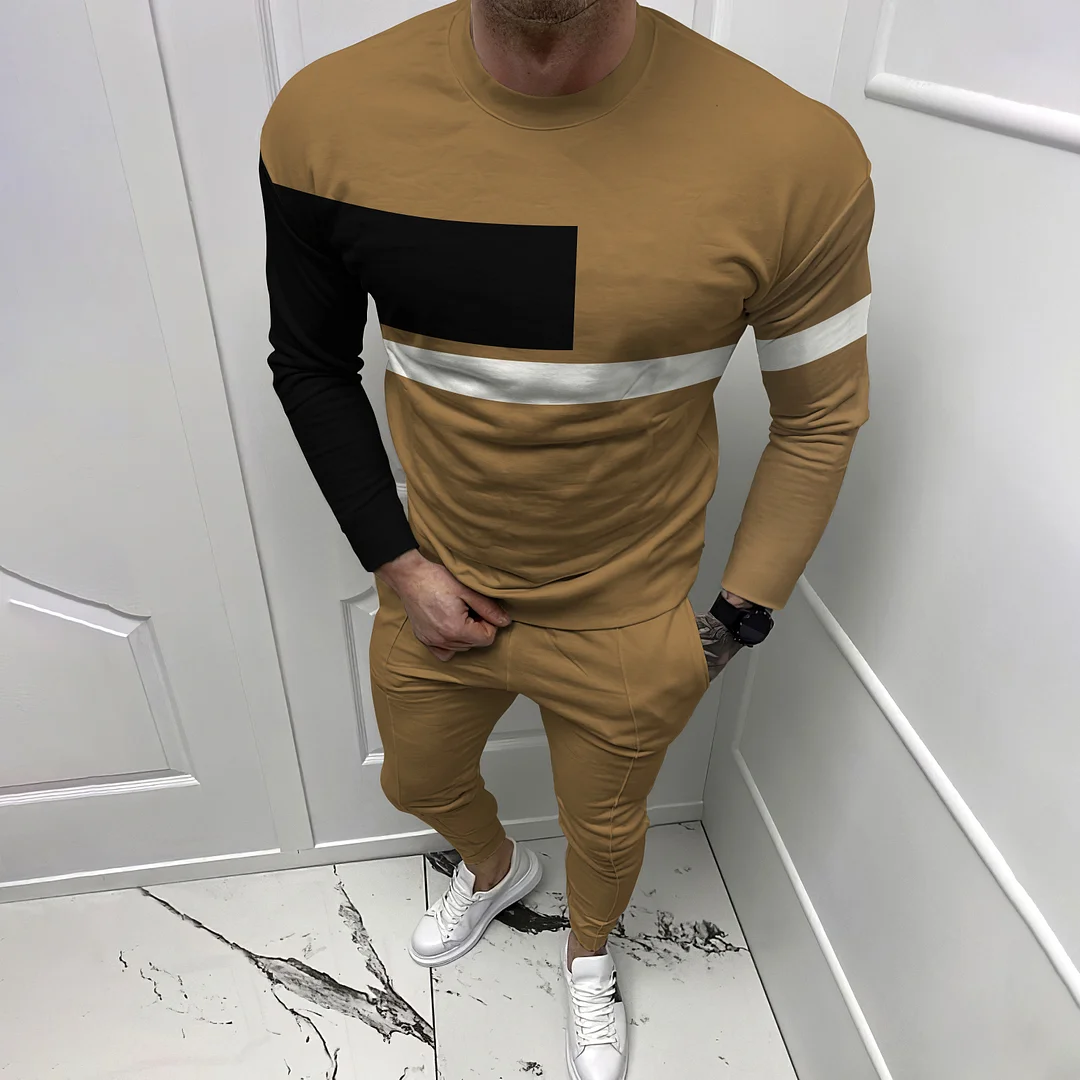 Simple And Stylish Geometric Khaki T-Shirt And Pants Co-Ord