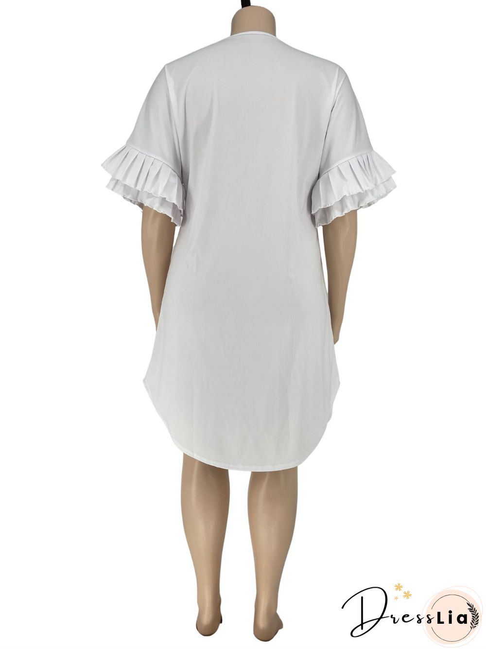 Ruffle Short Sleeve Loose Plus Size Dresses