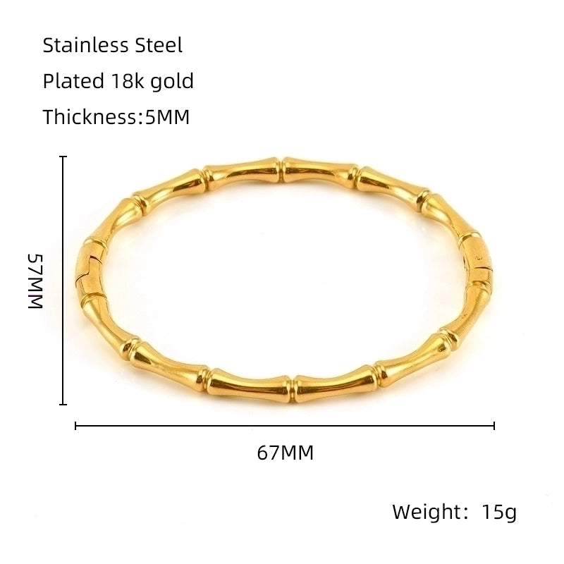 Minimalist Solid Color Stainless Steel 18K Gold Plated Titanium Steel Bangle In Bulk
