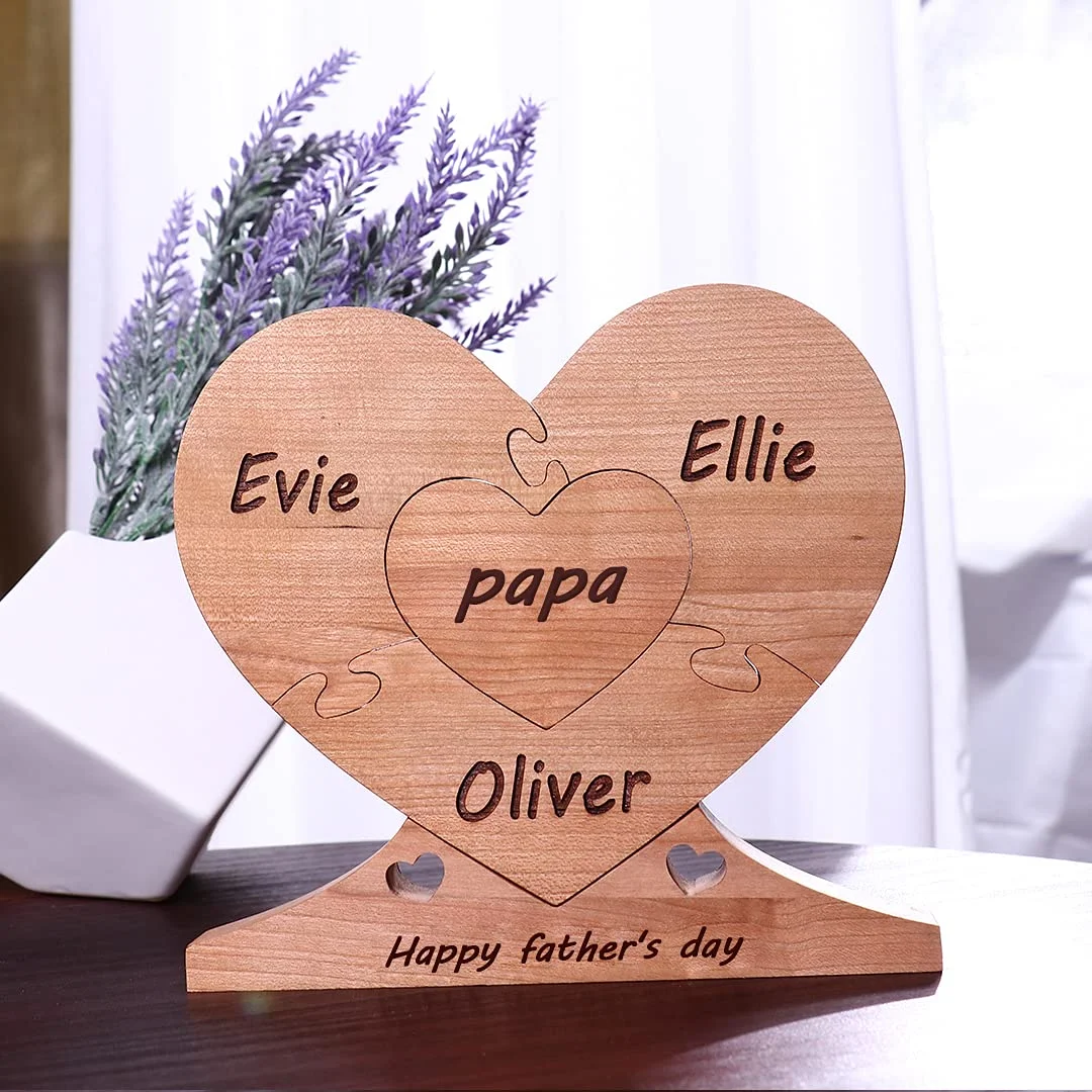 Personalized Name Heart Puzzle Stakes Frame Gift for Mom