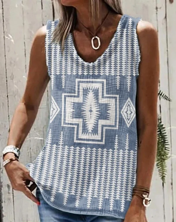 Sleeveless Casual Ethnic Style Tops socialshop