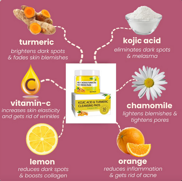 Natural Brightening Turmeric & Kojic Acid Pads | 50 Pack