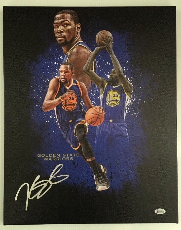 Kevin Durant Signed Autogaphed 16x20 Canvas Golden State Warriors BECKETT COA 1