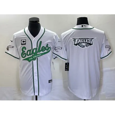 Men's Philadelphia Eagles White Team Big Logo With 3-star C Patch Cool Base Stitched Baseball Jersey L02S