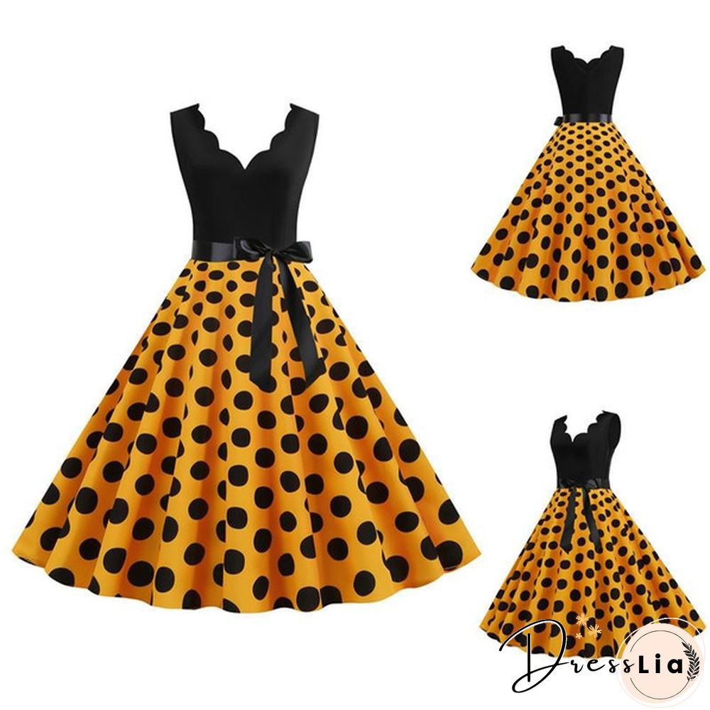 New Women's Fashion Sleeveless Casual Dresses Elegant Vintage Floral Print Rockabilly 1950S Retro Evening Party Gown Swing Pleated Dress Vestidos De Mujer