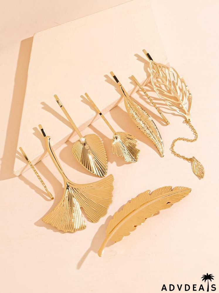 8pcs Leaf Decor Hair Clip