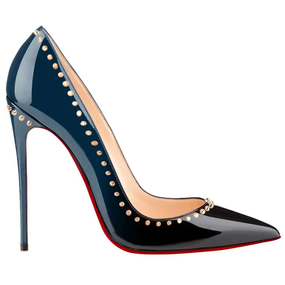 120mm Women's High Heels Stiletto Pumps Party Gradient Color Blue Black-vocosishoes