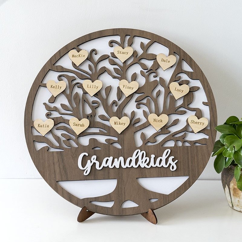 Vangogifts Personalised 'grandkids'Family Tree Frame Sign with 1-25 Names Mother's Day Gift For Grandma, Mom