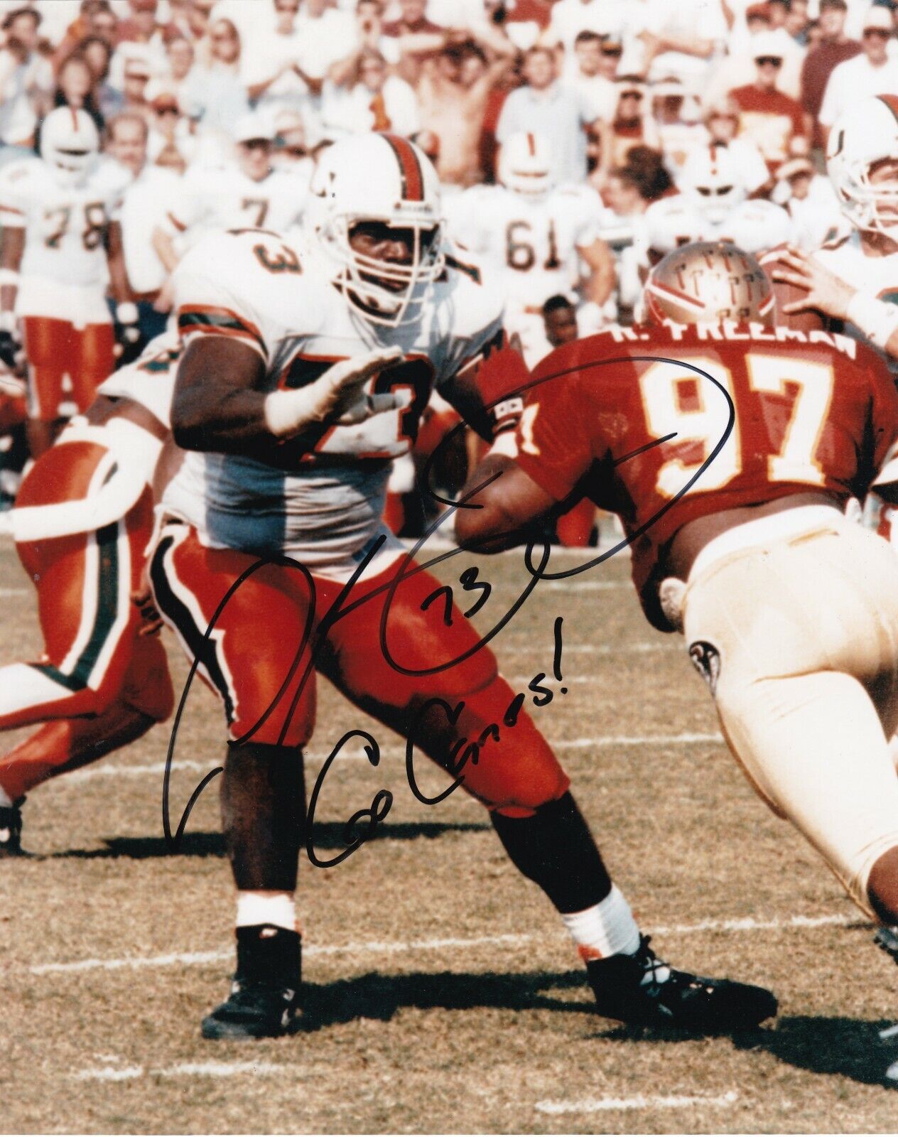 LEON SEARCY MIAMI HURRICANES ACTION SIGNED 8X10