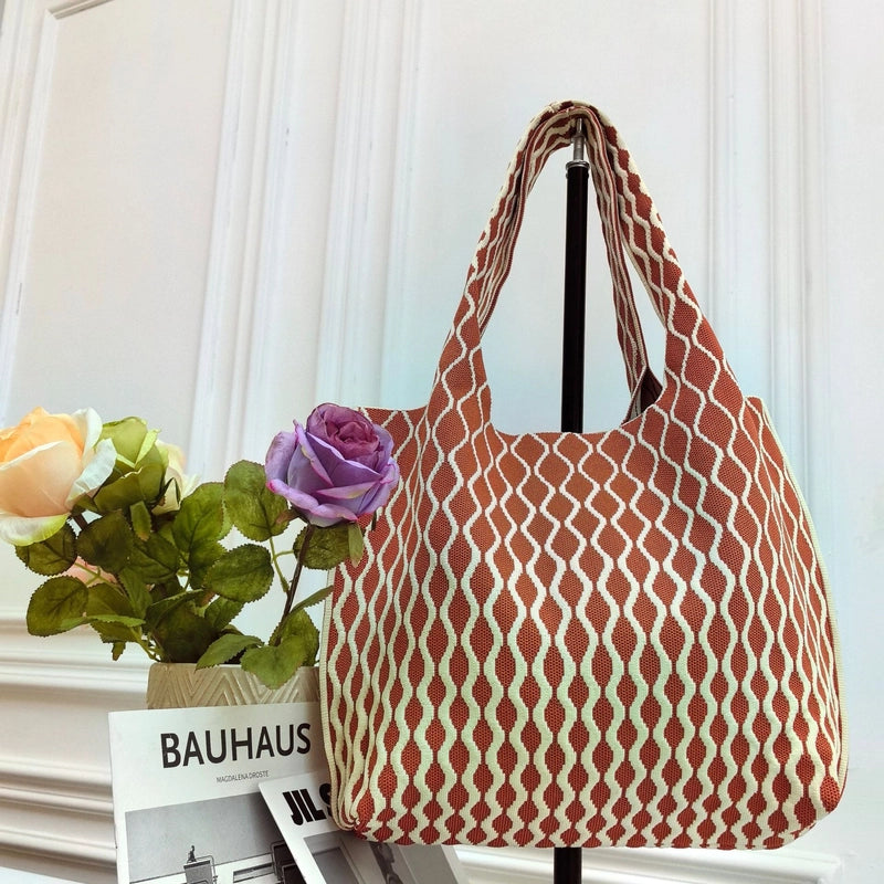 Women’s Large Polyester Letter Color Block Streetwear Square Open Shoulder Bag