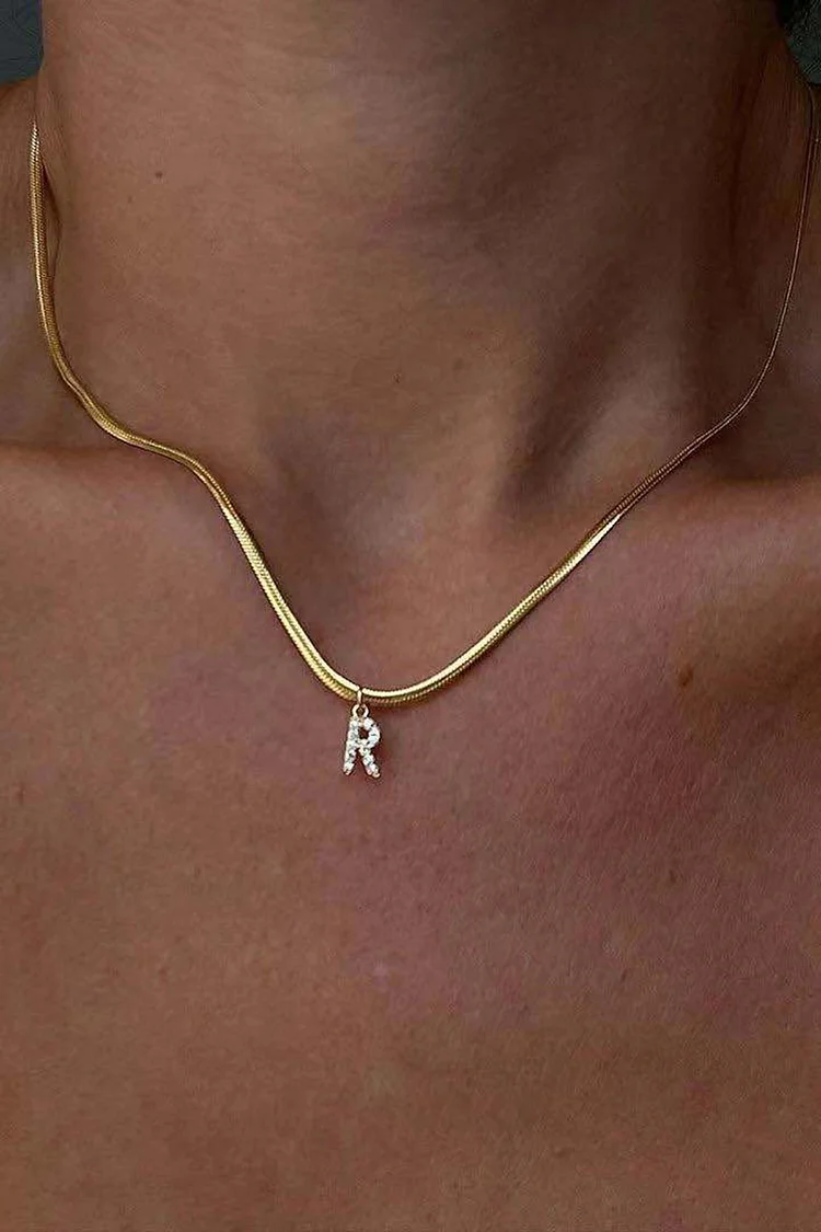 Rhinestone Letter Decor Alloy Fashion Necklace
